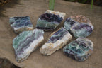 Polished Watermelon Fluorite Slices  x 6 From Uis, Namibia - Toprock Gemstones and Minerals 