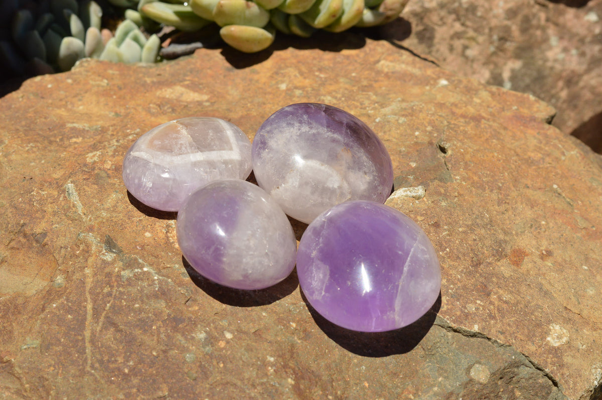 Polished Dream Amethyst Palm Stones  x 20 From Madagascar - TopRock