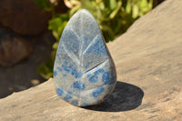 Polished Blue Spotted Spinel Standing Leaf Sculptures  x 2 From Madagascar - TopRock