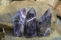 Polished Deep Purple Chevron Amethyst Points x 6 From Zambia - Toprock Gemstones and Minerals 