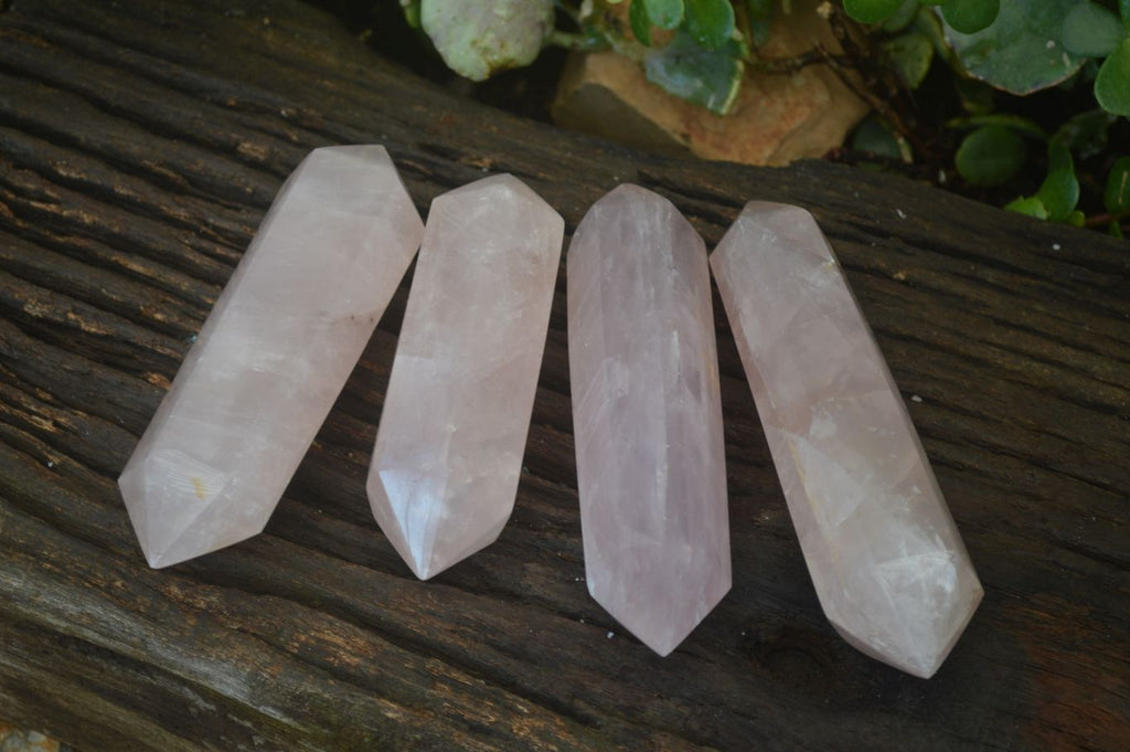 Polished Gemmy Double Terminated Rose Quartz Points x 4 From Madagascar - Toprock Gemstones and Minerals 