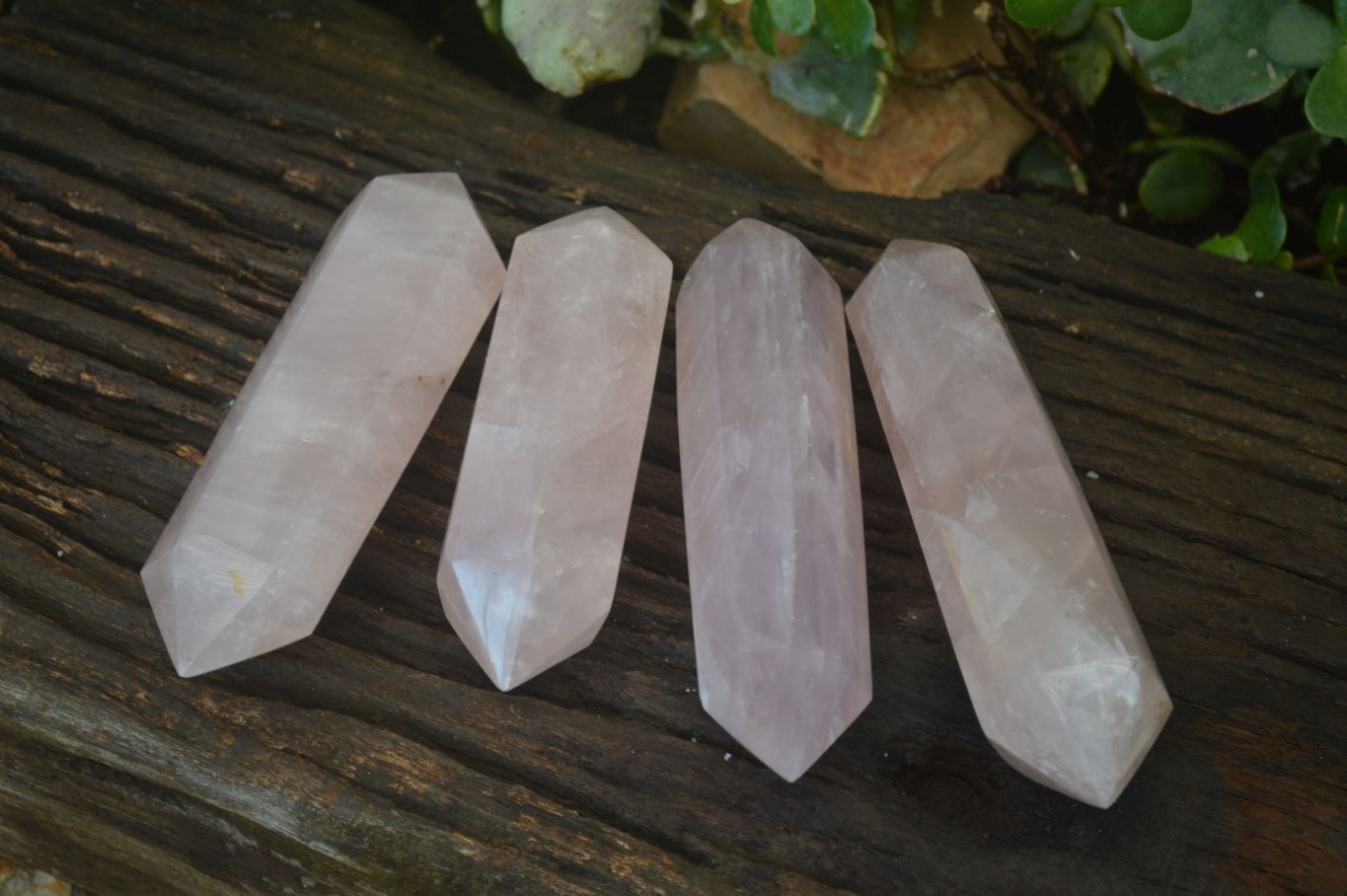 Polished Gemmy Double Terminated Rose Quartz Points x 4 From Madagascar - Toprock Gemstones and Minerals 
