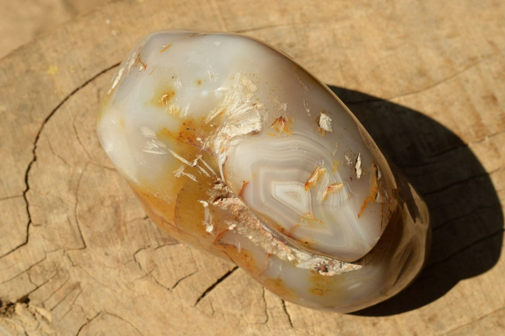 Polished Banded Agate Geode Standing Free Form  x 1 From Madagascar - TopRock