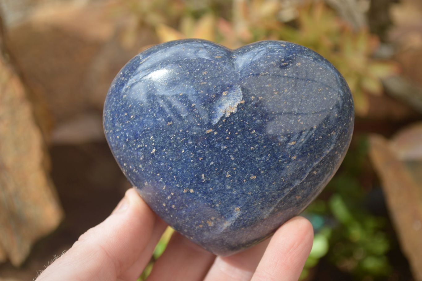 Polished Blue Lazulite Hearts  x 6 From Madagascar - Toprock Gemstones and Minerals 