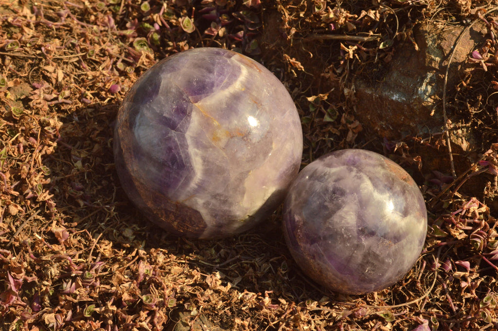 Polished  Amethyst Spheres (Nice Crystalline Vug On One) x 2 From Madagascar - TopRock