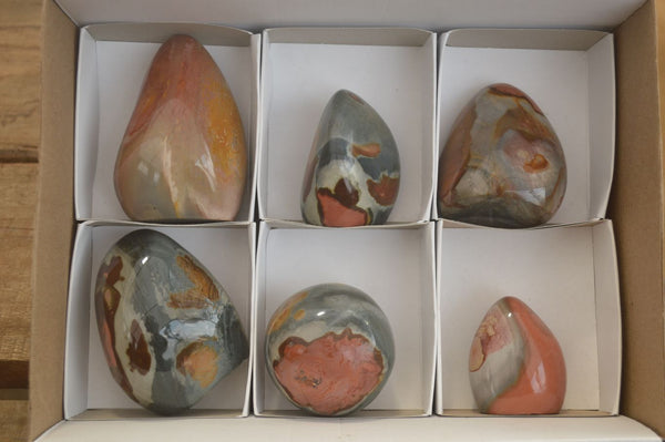Polished Polychrome Jasper Standing Free Forms  x 6 From Madagascar - Toprock Gemstones and Minerals 
