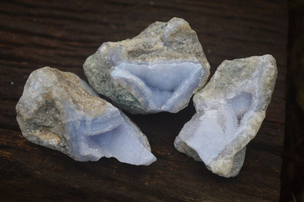 Natural Blue Lace Agate Geode Specimens  x 12 From Nsanje, Malawi