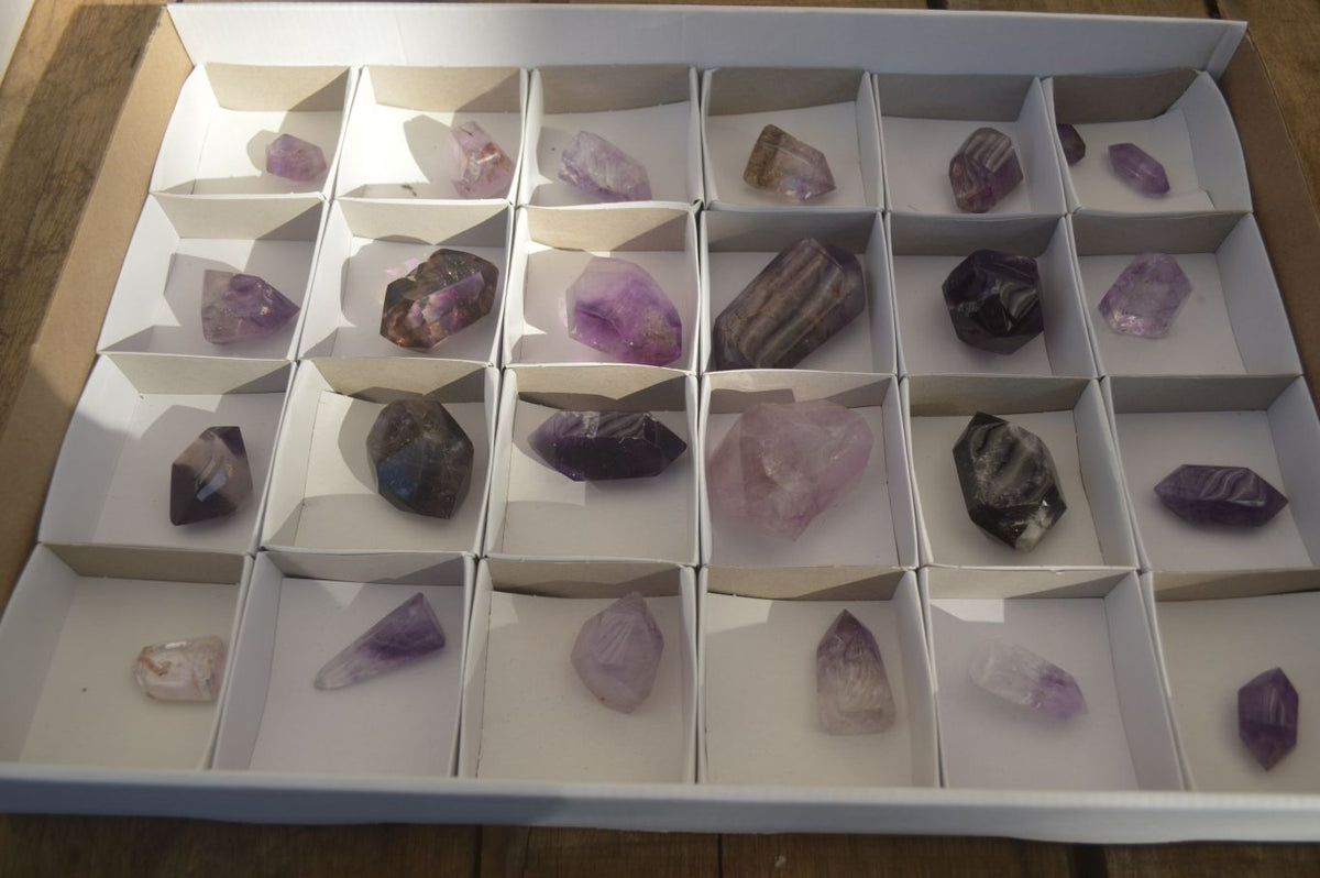 Polished Window Amethyst Points x 25 From Ankazobe, Madagascar - Toprock Gemstones and Minerals 