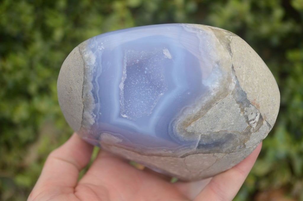 Polished  Blue Lace Agate Standing Free Form  x 1 From Nsanje, Malawi - Toprock Gemstones and Minerals 