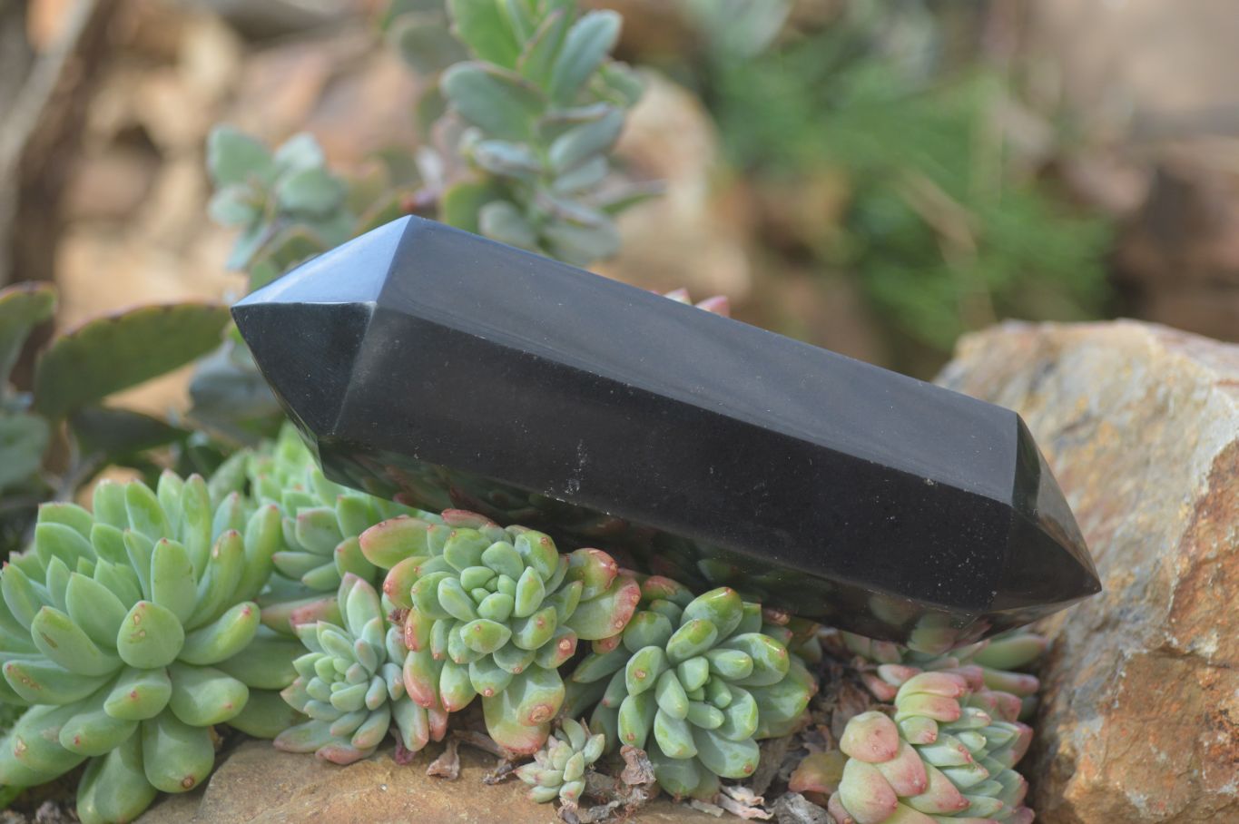 Polished Double Terminated Black Basalt Points  x 4 From Antsirabe, Madagascar - Toprock Gemstones and Minerals 