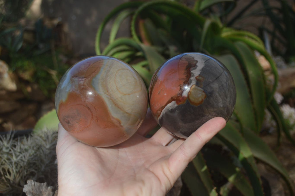 Polished Polychrome Jasper Spheres  x 2 From Mahajanga, Madagascar - Toprock Gemstones and Minerals 