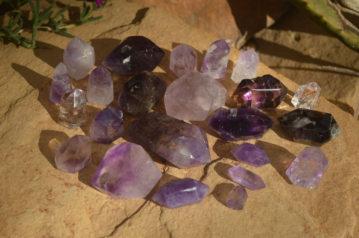 Polished Window Amethyst Points x 25 From Ankazobe, Madagascar - Toprock Gemstones and Minerals 