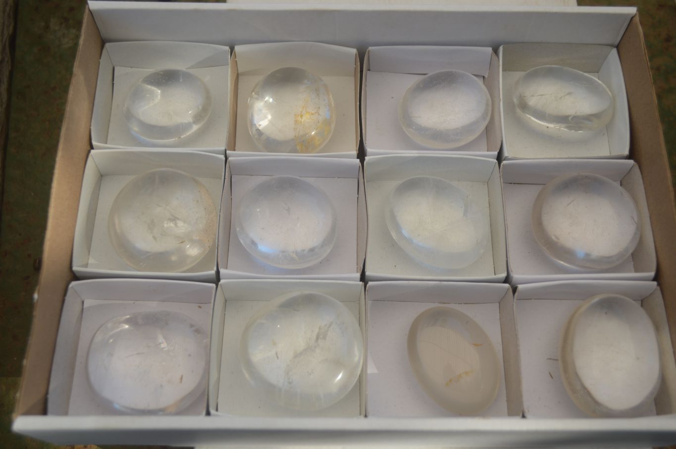 Polished Semi Optic Clear Quartz Galet / Palm Stones x 12 From Madagascar - Toprock Gemstones and Minerals 