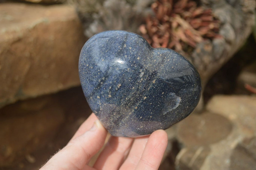Polished Blue Lazulite Hearts  x 6 From Madagascar - Toprock Gemstones and Minerals 