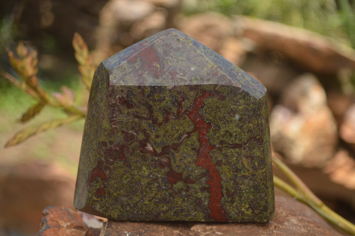 Polished Dragons (Epidote & Piedmontite) Bloodstone Points  x 3 From Tshipise, South Africa - TopRock