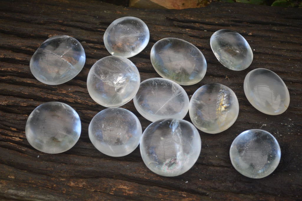 Polished Semi Optic Clear Quartz Galet / Palm Stones x 12 From Madagascar - Toprock Gemstones and Minerals 