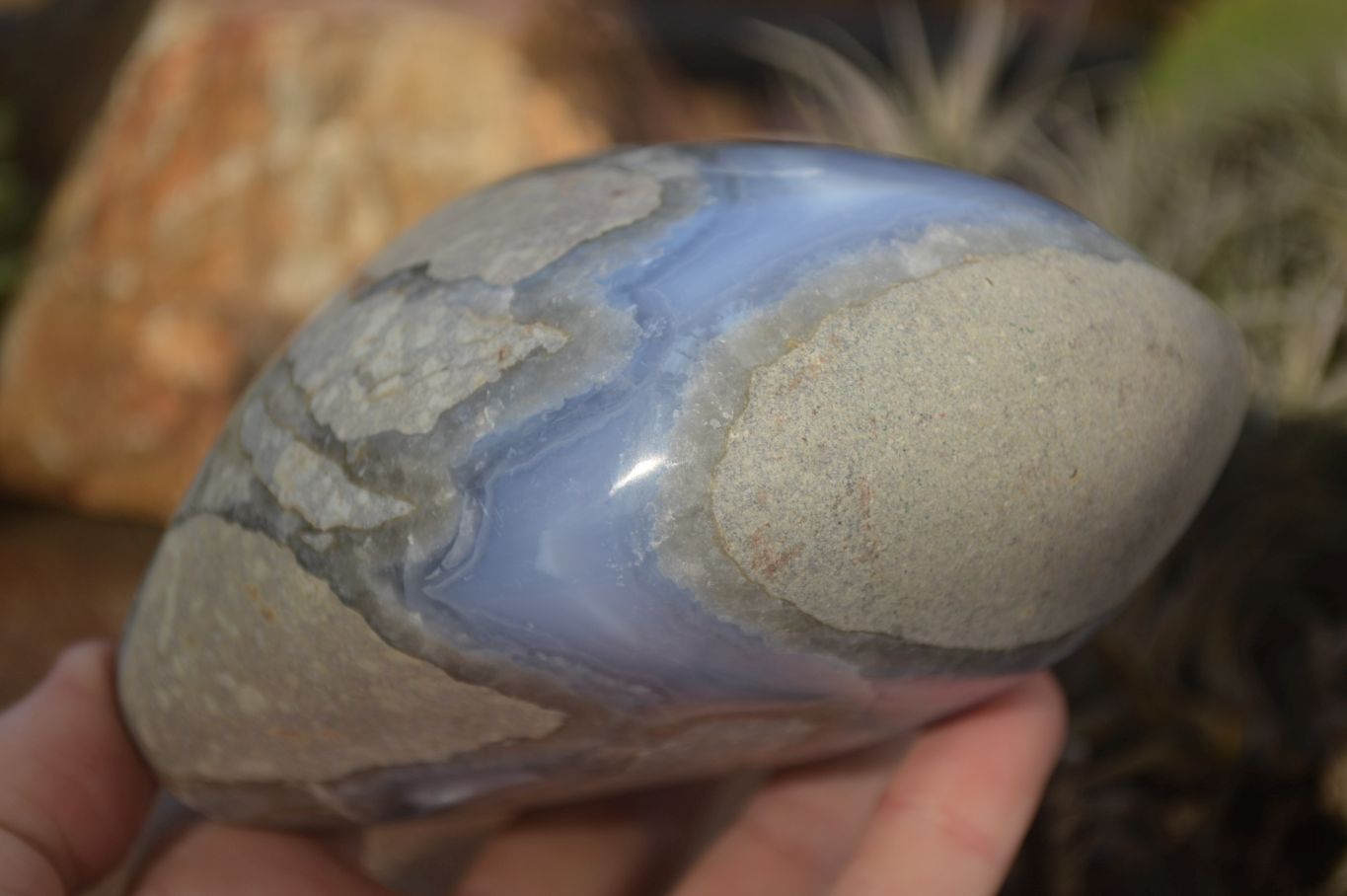 Polished  Blue Lace Agate Standing Free Form  x 1 From Nsanje, Malawi - Toprock Gemstones and Minerals 
