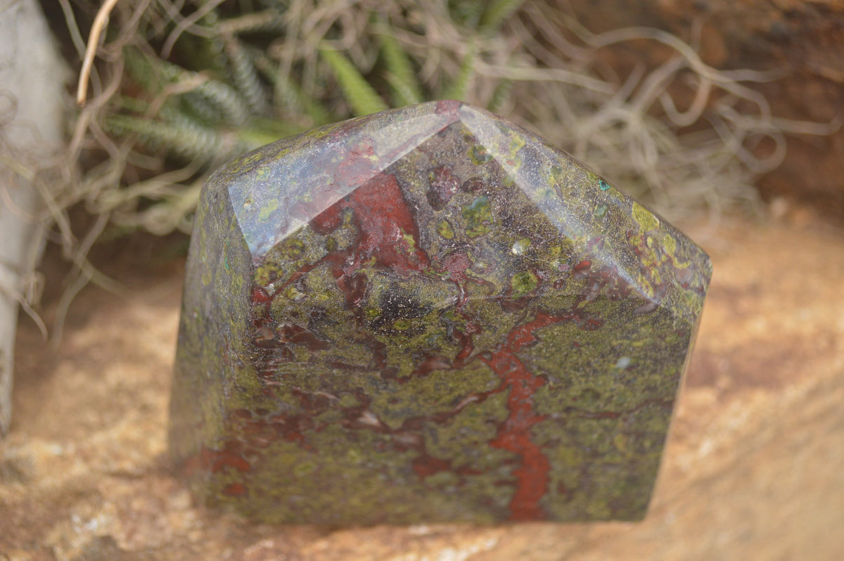 Polished Dragons (Epidote & Piedmontite) Bloodstone Points  x 3 From Tshipise, South Africa - TopRock