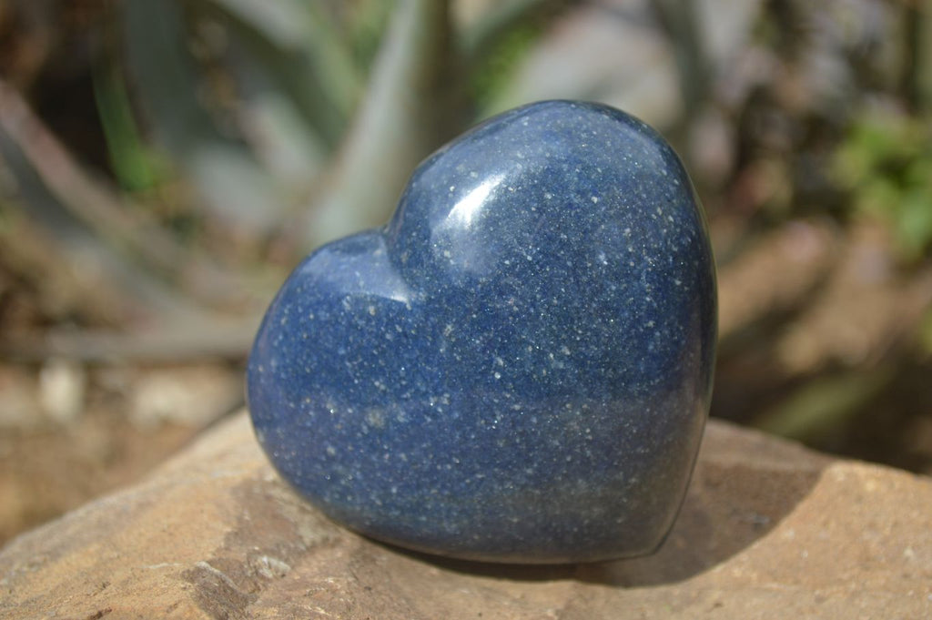 Polished Blue Lazulite Hearts  x 6 From Madagascar - Toprock Gemstones and Minerals 