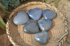 Polished Blue Lazulite Hearts  x 6 From Madagascar - Toprock Gemstones and Minerals 