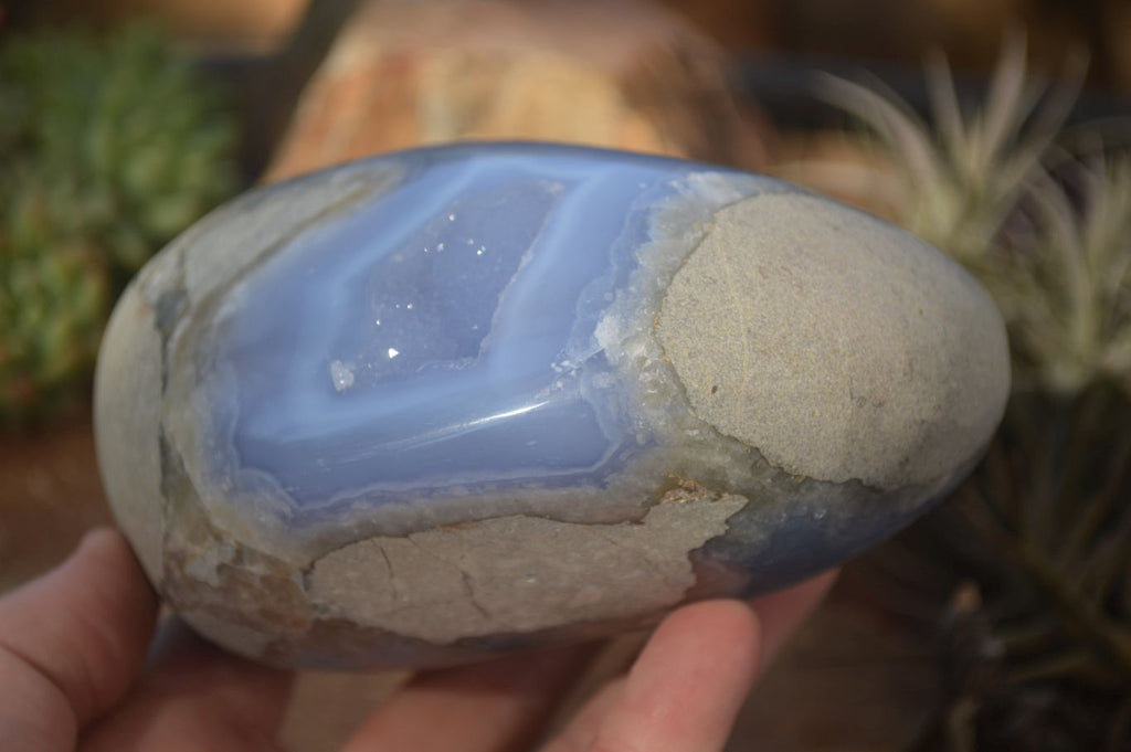 Polished  Blue Lace Agate Standing Free Form  x 1 From Nsanje, Malawi - Toprock Gemstones and Minerals 
