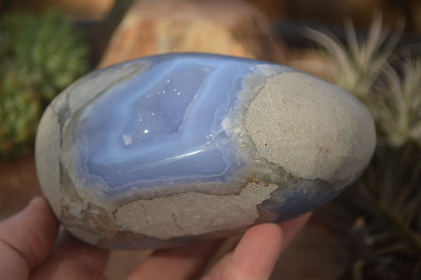 Polished  Blue Lace Agate Standing Free Form  x 1 From Nsanje, Malawi - Toprock Gemstones and Minerals 