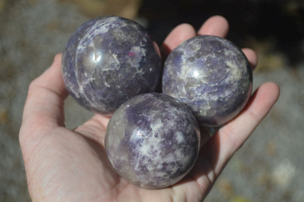 Polished Purple Lepidolite With Rubellite Spheres  x 6 From Madagascar - Toprock Gemstones and Minerals 