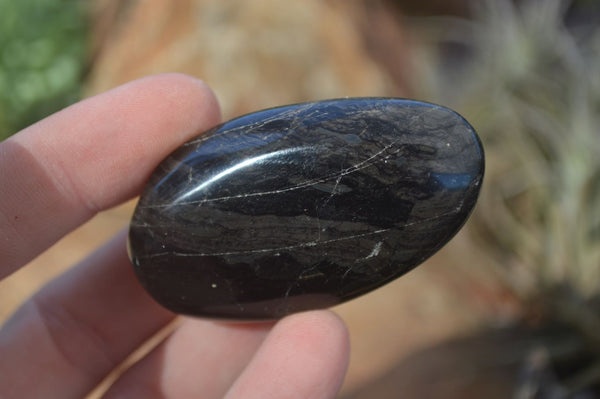 Polished Schorl Black Tourmaline Palm Stones  x 22 From Madagascar