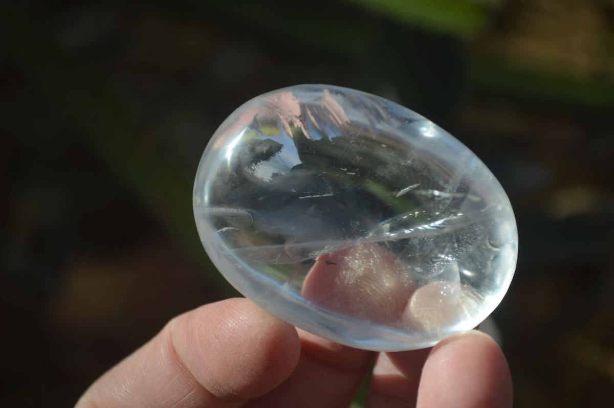 Polished Semi Optic Clear Quartz Galet / Palm Stones x 12 From Madagascar - Toprock Gemstones and Minerals 