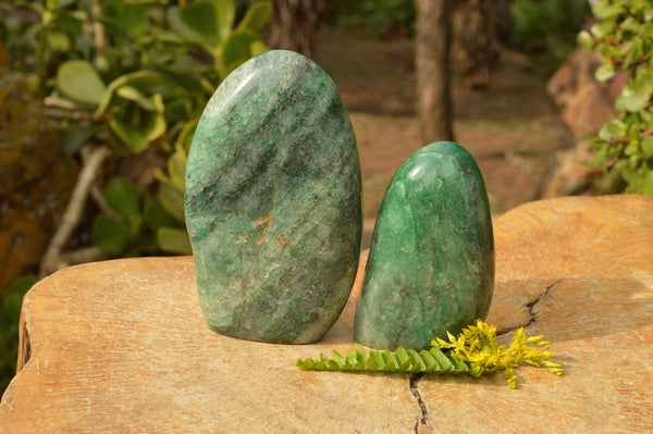 Polished Highly Selected Green Fuchsite Included Quartz Standing Free Forms  x 2 From Madagascar - TopRock