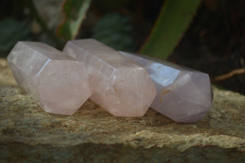 Polished Gemmy Double Terminated Rose Quartz Points x 4 From Madagascar - Toprock Gemstones and Minerals 