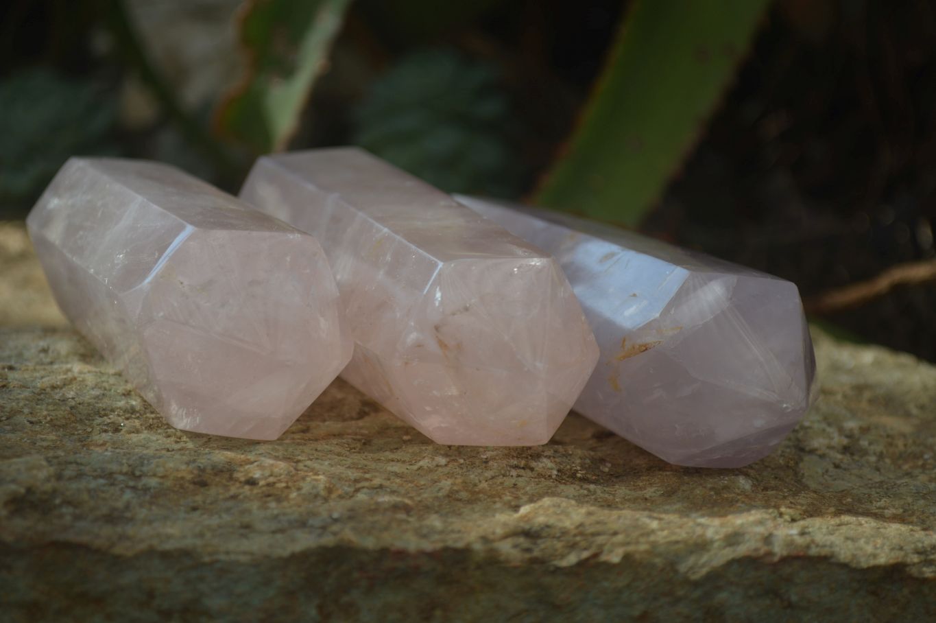 Polished Gemmy Double Terminated Rose Quartz Points x 4 From Madagascar - Toprock Gemstones and Minerals 