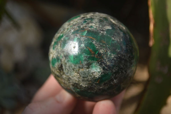 Polished Rare Emerald In Matrix Spheres  x 3 From Sandawana, Zimbabwe