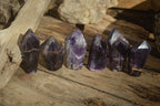 Polished Chevron Amethyst Points x 6 From Zambia - Toprock Gemstones and Minerals 