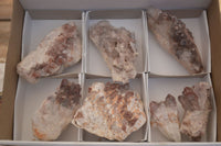 Natural Red Hematoid Phantom Quartz Clusters x 6 From Zambia - Toprock Gemstones and Minerals 