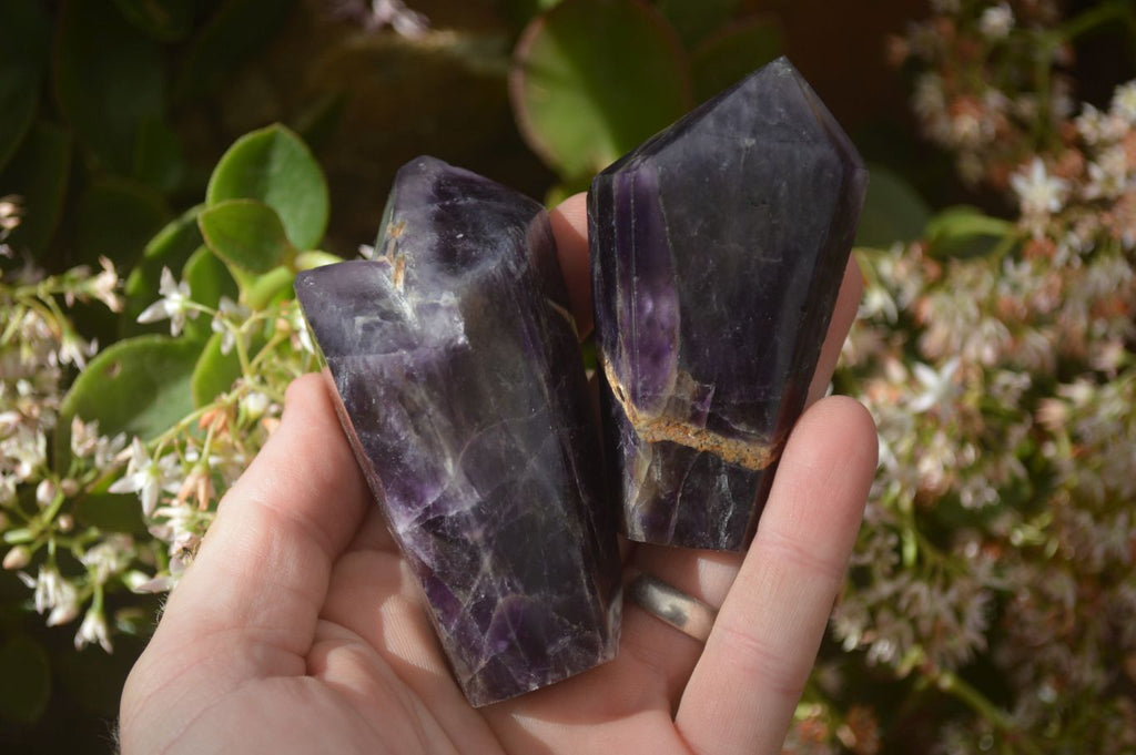 Polished Chevron Amethyst Points x 6 From Zambia - Toprock Gemstones and Minerals 