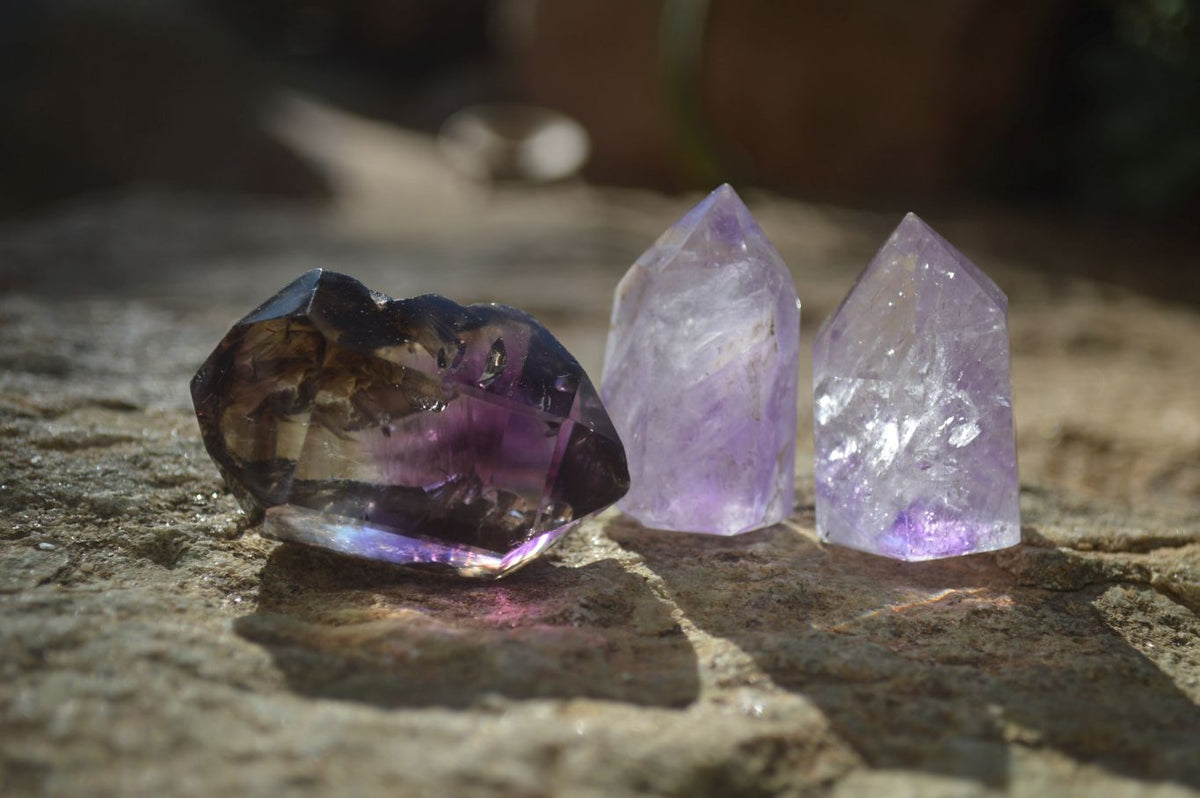 Polished Window Amethyst Points x 25 From Ankazobe, Madagascar - Toprock Gemstones and Minerals 