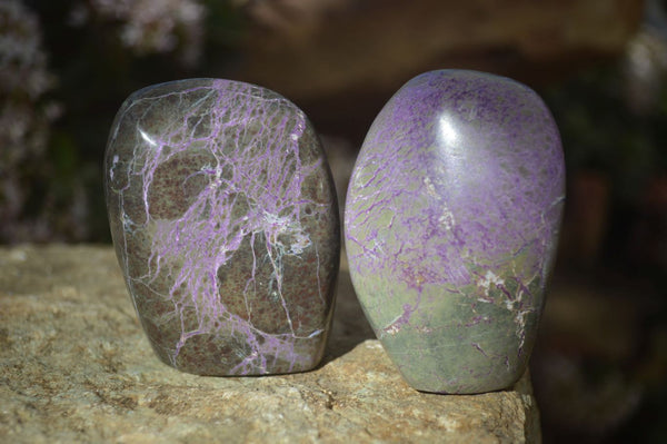 Polished Stichtite & Serpentine Standing Free Forms x 6 From Barberton, South Africa - Toprock Gemstones and Minerals 