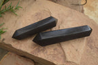 Polished Double Terminated Black Basalt Points  x 2 From Madagascar - Toprock Gemstones and Minerals 