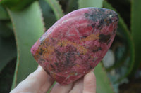 Polished Rhodonite Standing Free Forms x 2 From Zimbabwe - Toprock Gemstones and Minerals 