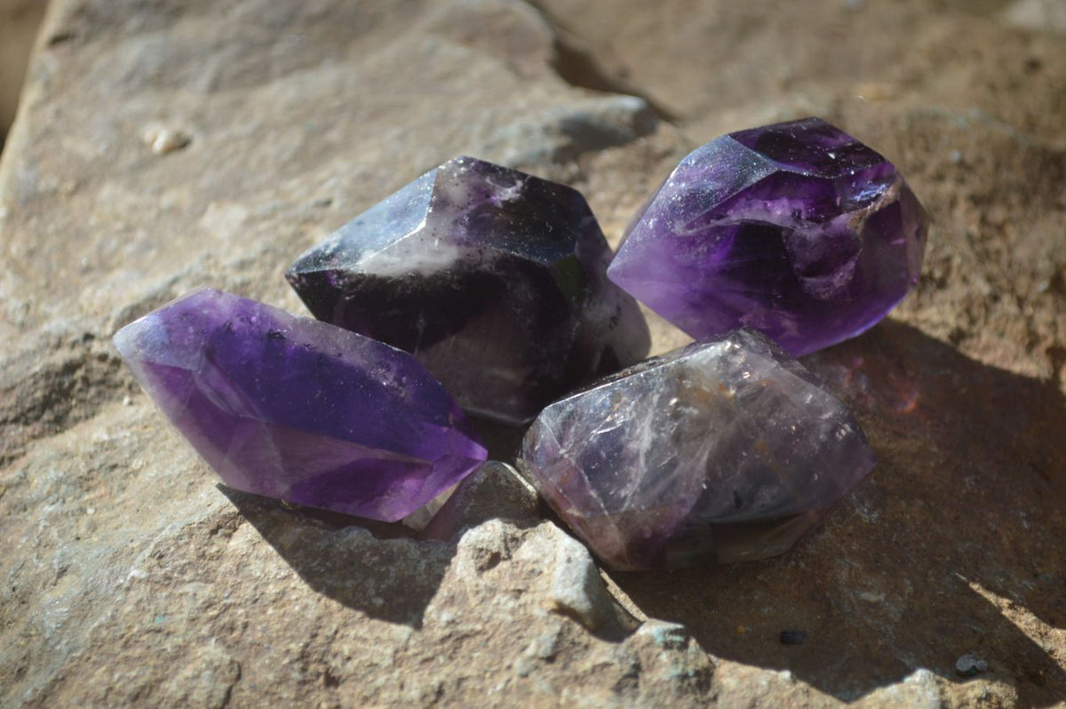 Polished Window Amethyst Points x 25 From Ankazobe, Madagascar - Toprock Gemstones and Minerals 