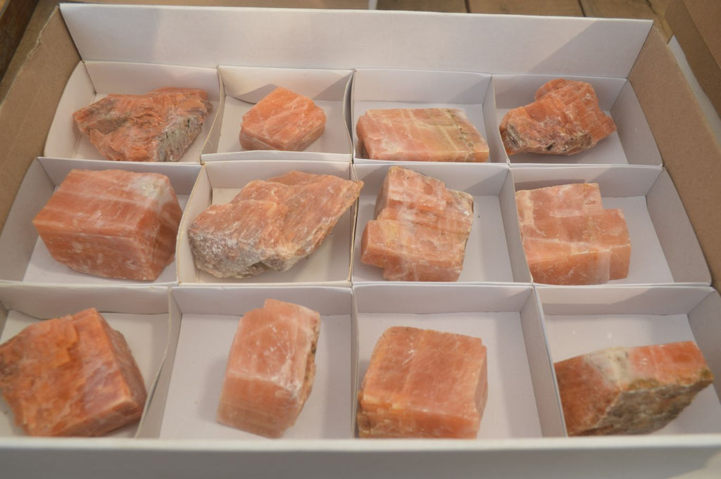 Natural New Sunset Orange Calcite Specimens  x 12 From Spitzkop, Namibia - Toprock Gemstones and Minerals 