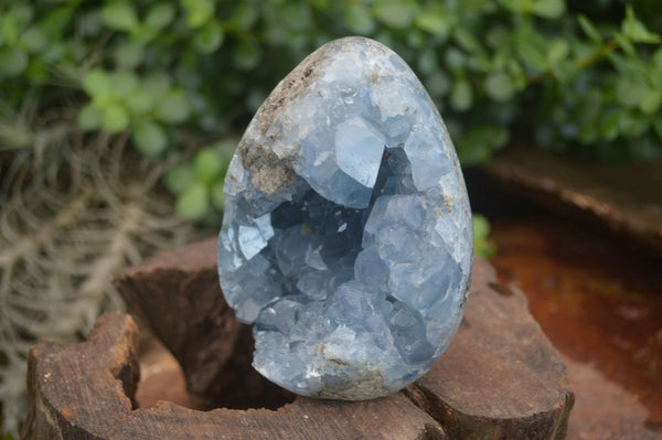 Polished Blue Celestite Crystal Egg & Specimen  x 2 From Sakoany, Madagascar - Toprock Gemstones and Minerals 