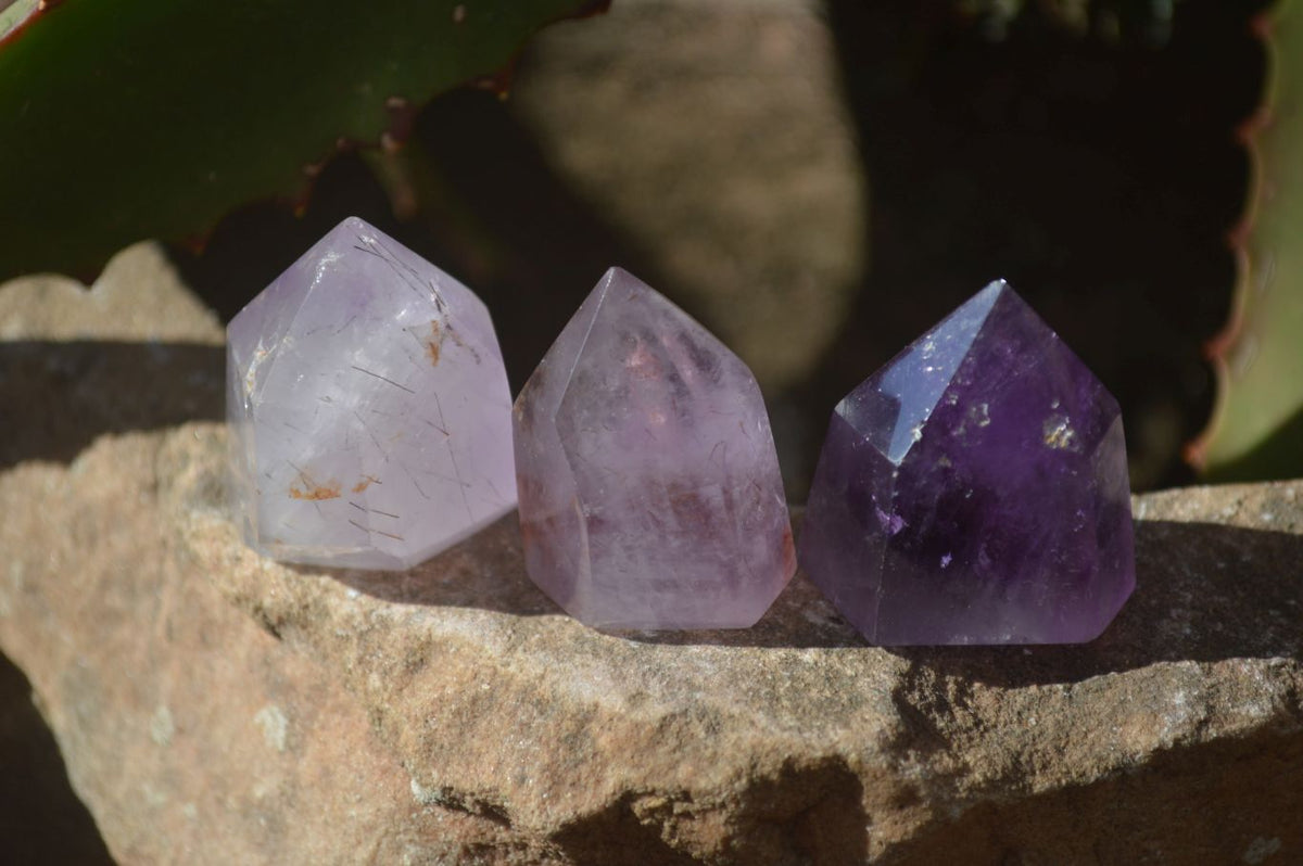Polished Window Amethyst Points x 25 From Ankazobe, Madagascar - Toprock Gemstones and Minerals 