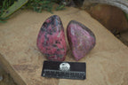 Polished Rhodonite Standing Free Forms x 2 From Zimbabwe - Toprock Gemstones and Minerals 