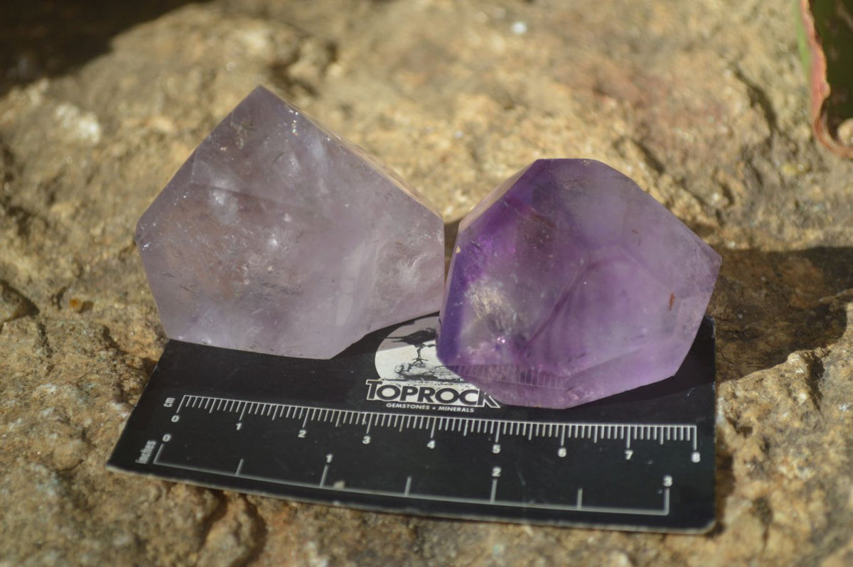 Polished Window Amethyst Points x 25 From Ankazobe, Madagascar - Toprock Gemstones and Minerals 