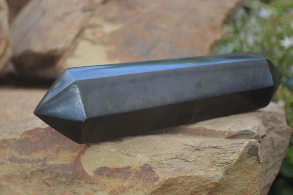 Polished Double Terminated Black Basalt Points  x 2 From Madagascar - Toprock Gemstones and Minerals 