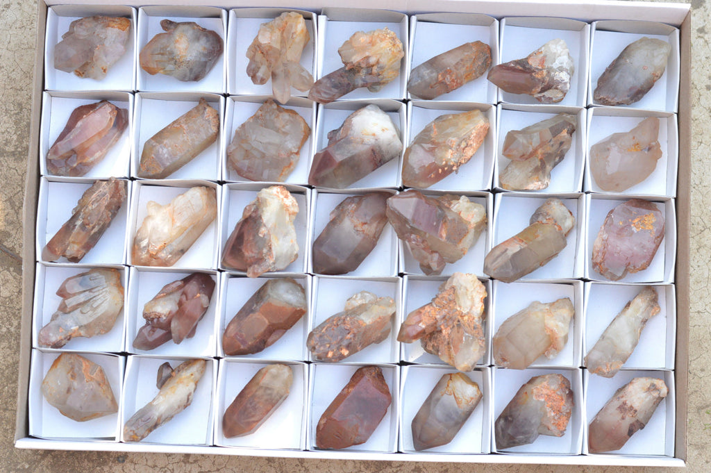 Natural Single Red Hematoid Phantom Quartz Crystals  x 35 From Karoi, Zimbabwe - TopRock