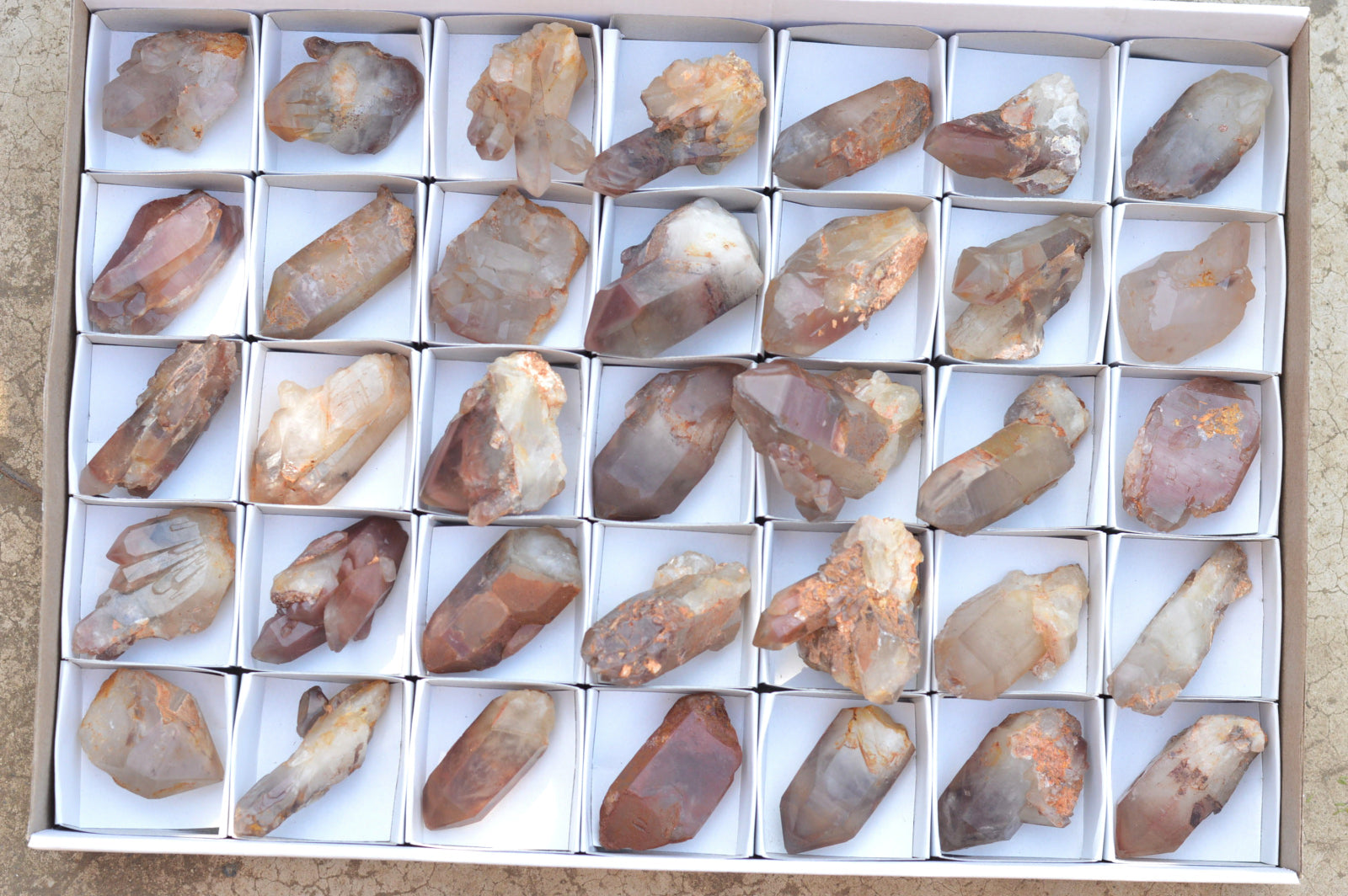 Natural Single Red Hematoid Phantom Quartz Crystals  x 35 From Karoi, Zimbabwe - TopRock