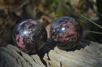 Polished Rhodonite Spheres x 4 From Madagascar - Toprock Gemstones and Minerals 